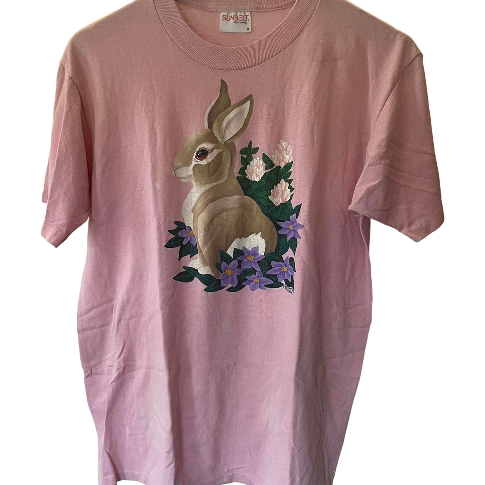 Vintage 90s Bunny And Flowers Single Stitch Shirt Adult Medium
